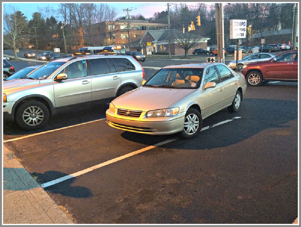 This Would Be A Boring Photo Of Someone Pulling Out Of A Parking Space Except The Car Is Parked 06880